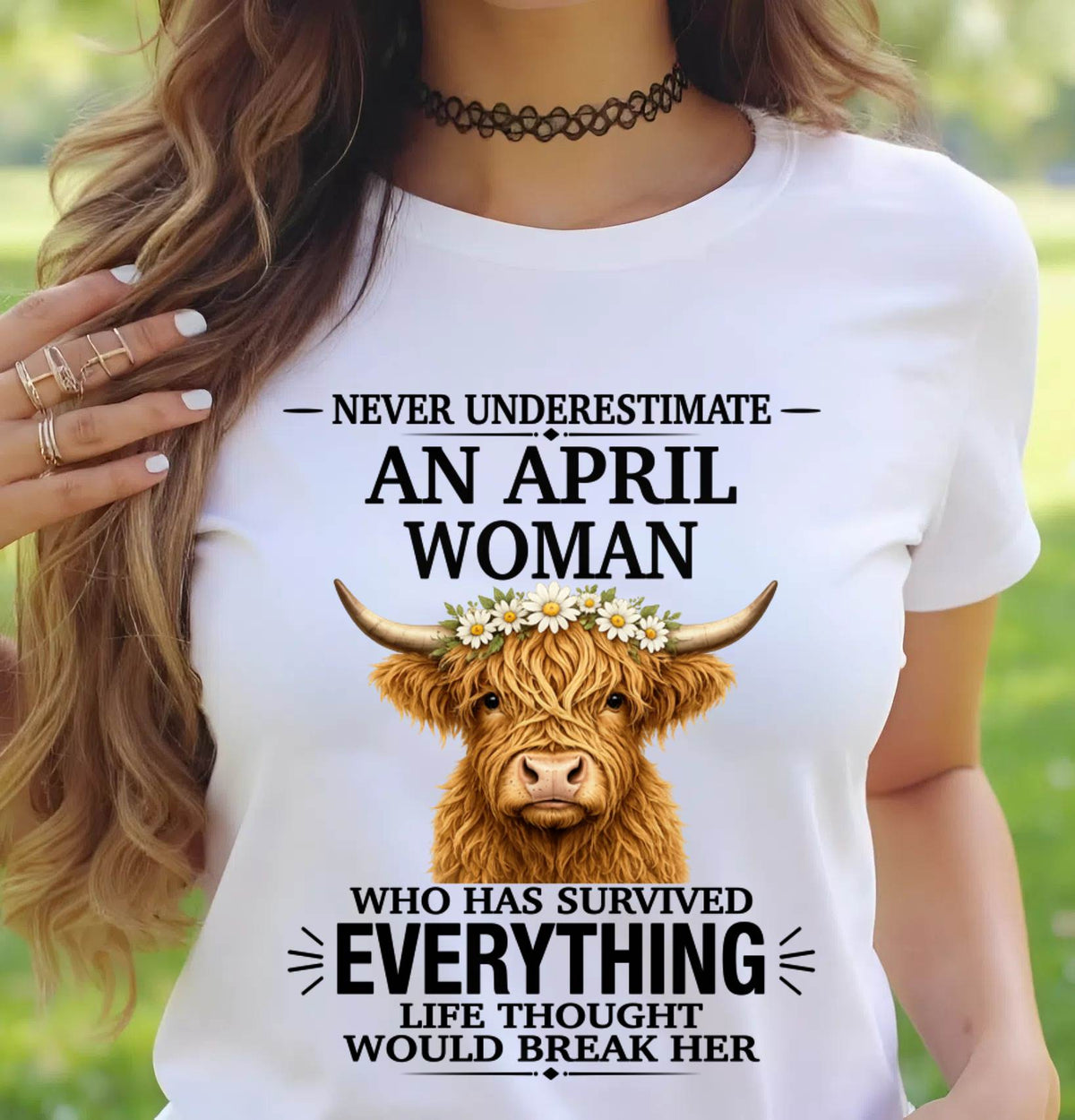 APRIL WOMAN HIGHLAND COW SHIRT - FOR WOMEN - TLEE04 (SKU2606-158-04)