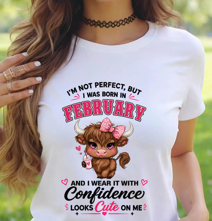 FEBRUARY BORN CONFIDENCE TEE - FOR WOMEN - TLEE02 (SKU2608-118-02)