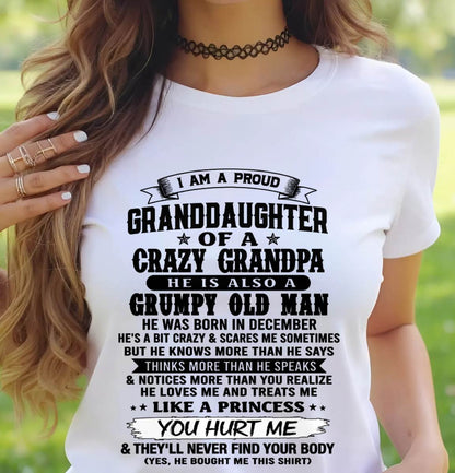 DECEMBER - PROUD GRANDDAUGHTER OF A CRAZY GRANDPA - FROM GRANDPA - TLEE12 (SKU2607-114-12)