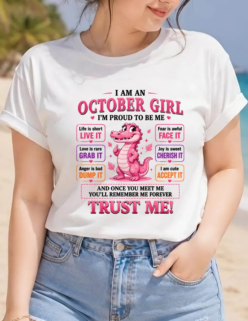 OCTOBER GIRL CUTE ALLIGATOR TEE - FOR WOMEN - TLEE10 (SKU2607-236-10)