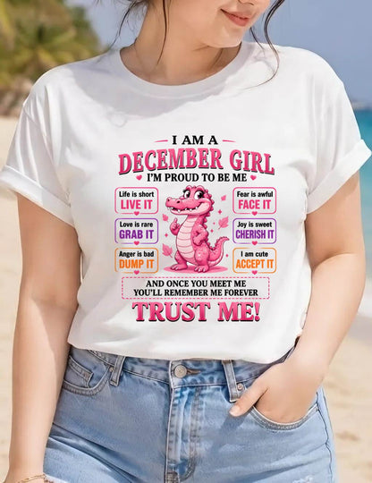 DECEMBER GIRL CUTE ALLIGATOR TEE - FOR WOMEN - TLEE12 (SKU2607-236-12)