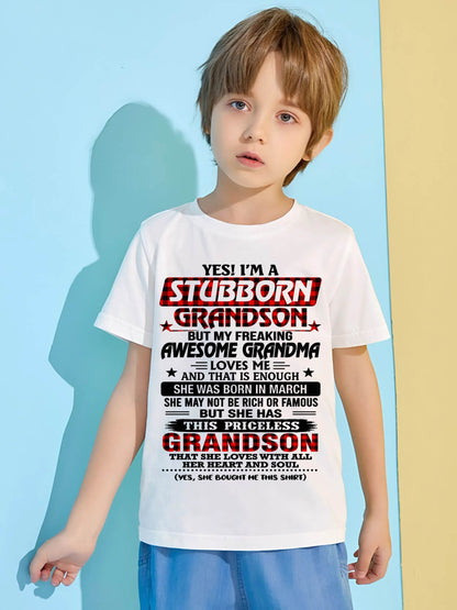 MARCH - STUBBORN GRANDSON GRANDMA SHIRT - FROM GRANDMA - TLEE03 (SKU2608-86-03)