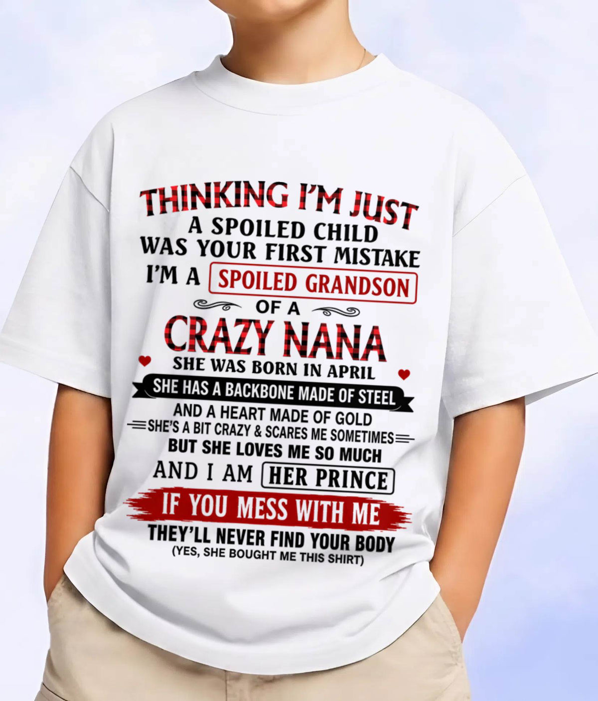 APRIL - NANA LOVES HER GRANDSON SHIRT - FROM GRANDMA - TLEE04 (SKU2608-28-04)