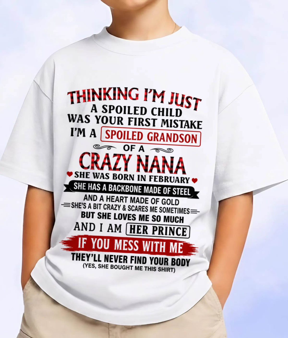 FEBRUARY - NANA LOVES HER GRANDSON SHIRT - FROM GRANDMA - TLEE02 (SKU2608-28-02)