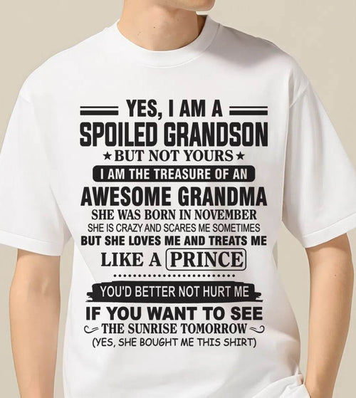 NOVEMBER - YES, I AM A SPOILED GRANDSON BUT NOT YOURS I AM THE TREASURE OF AN AWESOME GRANDMA - FROM GRANDMA - TLEE11 (SKU10-57-11)
