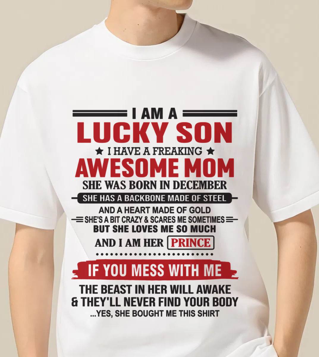 DECEMBER - LUCKY SON OF A STRONG AND PROTECTIVE MOM - FROM MOM - TLEE12 (SKU2602-97-12)