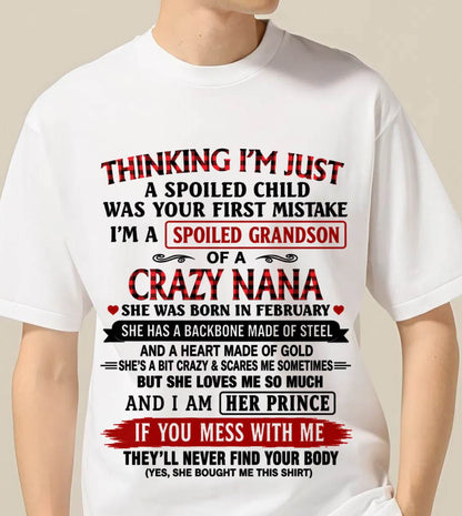 FEBRUARY - NANA LOVES HER GRANDSON SHIRT - FROM GRANDMA - TLEE02 (SKU2608-28-02)
