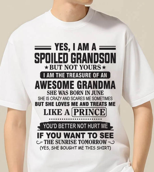 JUNE - YES, I AM A SPOILED GRANDSON BUT NOT YOURS I AM THE TREASURE OF AN AWESOME GRANDMA - FROM GRANDMA - TLEE06 (SKU10-57-06)