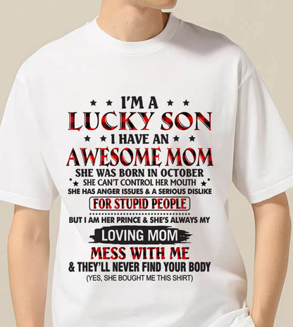OCTOBER - I’M A LUCKY SON I HAVE AN AWESOME MOM - FROM MOM - TLEE10 (SKU26T-01-24-10)