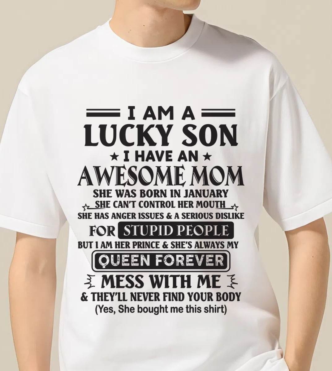 JANUARY - I AM A LUCKY SON I HAVE AN AWESOME MOM - FROM MOM - TLEE01 (SKU11-37-01)