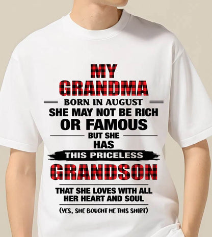 AUGUST GRANDMA LOVES ME – PRICELESS GRANDSON GIFT- FROM GRANDMA - TLEE08 (SKU2604-260-08)