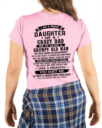 NOVEMBER - FUNNY DAD AND DAUGHTER SHIRT - FROM DAD - TLEE11 (SKU2606-394-11)