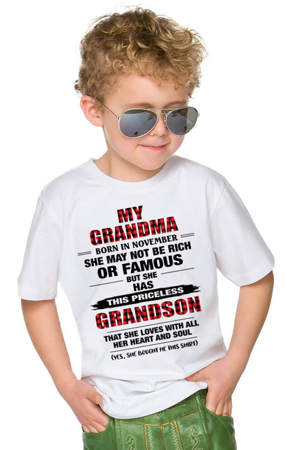NOVEMBER GRANDMA LOVES ME – PRICELESS GRANDSON GIFT- FROM GRANDMA - TLEE11 (SKU2604-260-11)