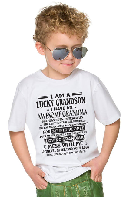 FEBRUARY - I AM A LUCKY GRANDSON I HAVE AN AWESOME GRANDMA - FROM GRANDMA - TLEE02 (SKU12-40-02)