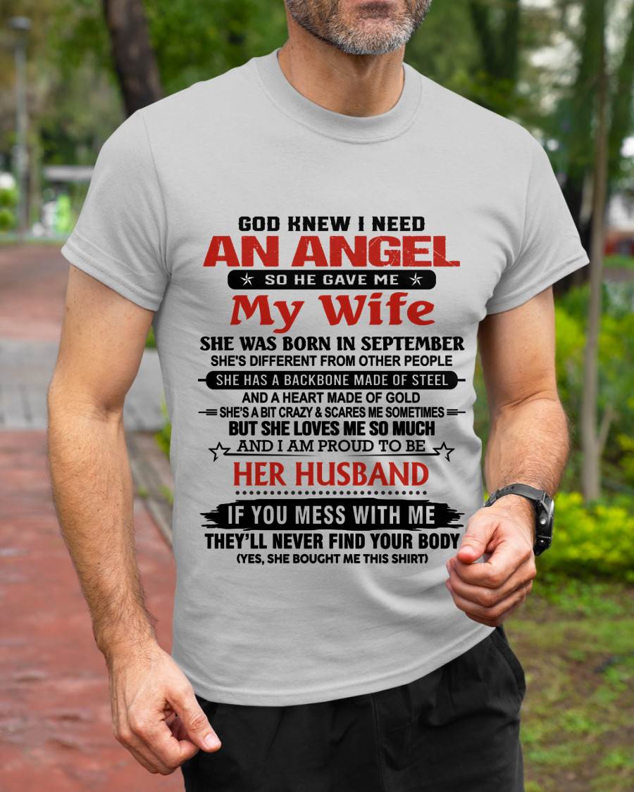SEPTEMBER - WHEN I NEEDED AN ANGEL, GOD GAVE ME MY WIFE. PROUD TO BE HER HUSBAND - FROM WIFE - TLEE09 (SKU26T-01205-09)