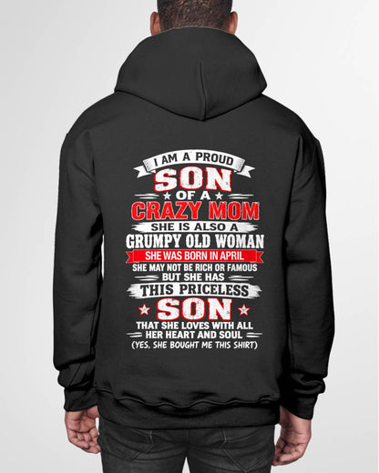 APRIL CRAZY MOM & PROUD SON SHIRT - FROM MOM - TLEE04 (SKU2610-744-04)