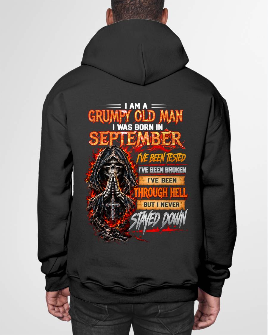 SEPTEMBER BORN GRUMPY OLD MAN – BUILT THROUGH HELL - FOR MAN - TLEE09 (SKU2609-372-09)