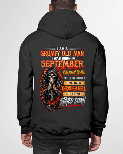 SEPTEMBER BORN GRUMPY OLD MAN – BUILT THROUGH HELL - FOR MAN - TLEE09 (SKU2609-372-09)
