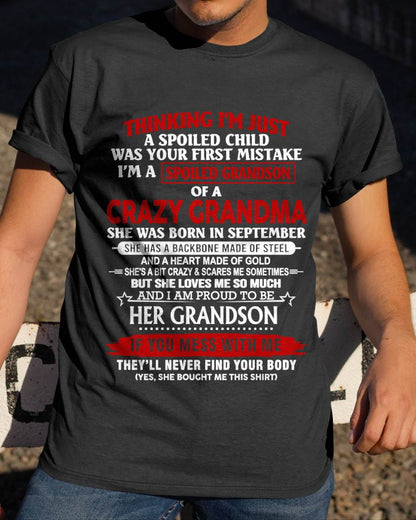 SEPTEMBER - THINK I'M SPOILED? WRONG—I'M A CRAZY GRANDMA’S GRANDSON - FROM GRANDMA - TLEE09 (SKU2603-186-09)