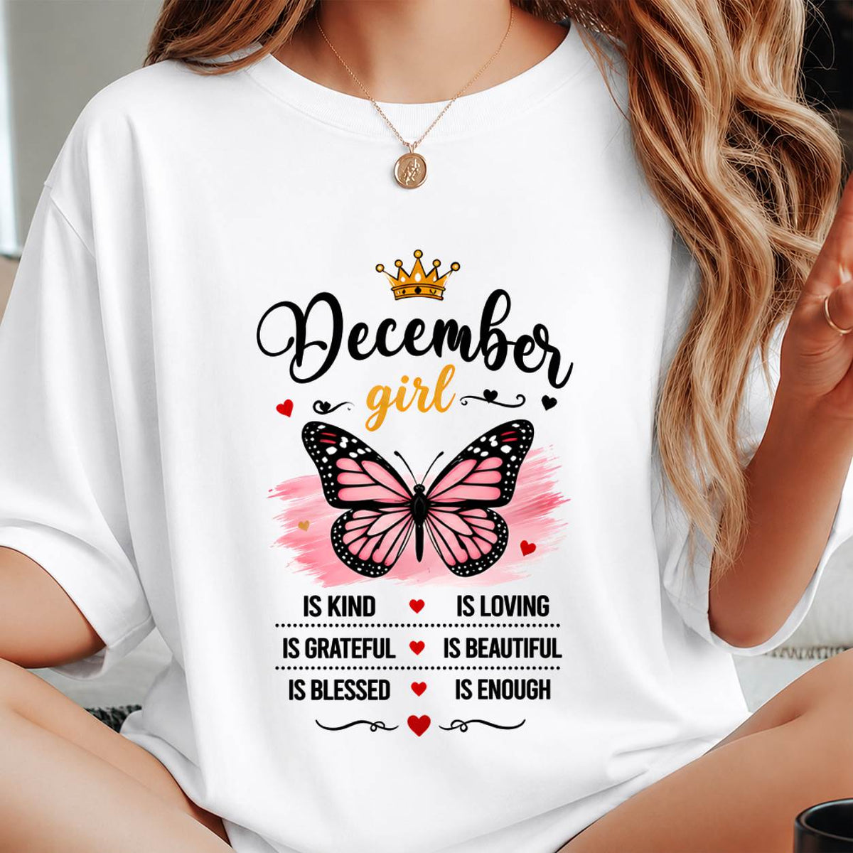 DECEMBER GIRL BUTTERFLY SHIRT - FOR WOMEN - TLEE12 (SKU2608-593-12)