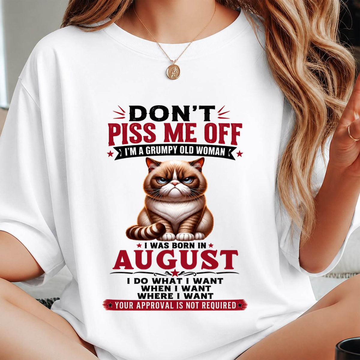 AUGUST – ZERO PATIENCE FUNNY CAT - FOR WOMEN - TLEE08 (SKU2608-291-08)