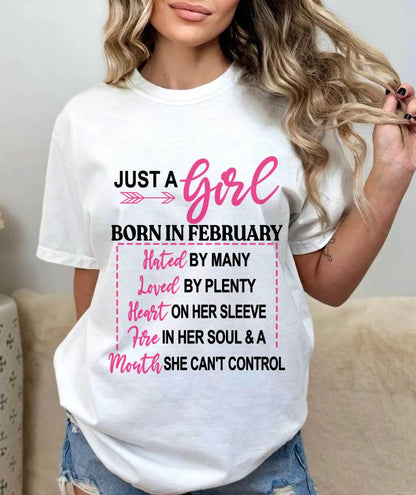BORN IN FEBRUARY – A GIRL WITH ATTITUDE, HEART, AND A MOUTH SHE CAN’T CONTROL - FOR WOMEN - TLEE02 (SKU2603-363-02)