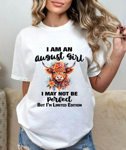 AUGUST GIRL FLORAL HIGHLAND COW TEE - FOR WOMEN - TLEE08 (SKU2607-278-08)