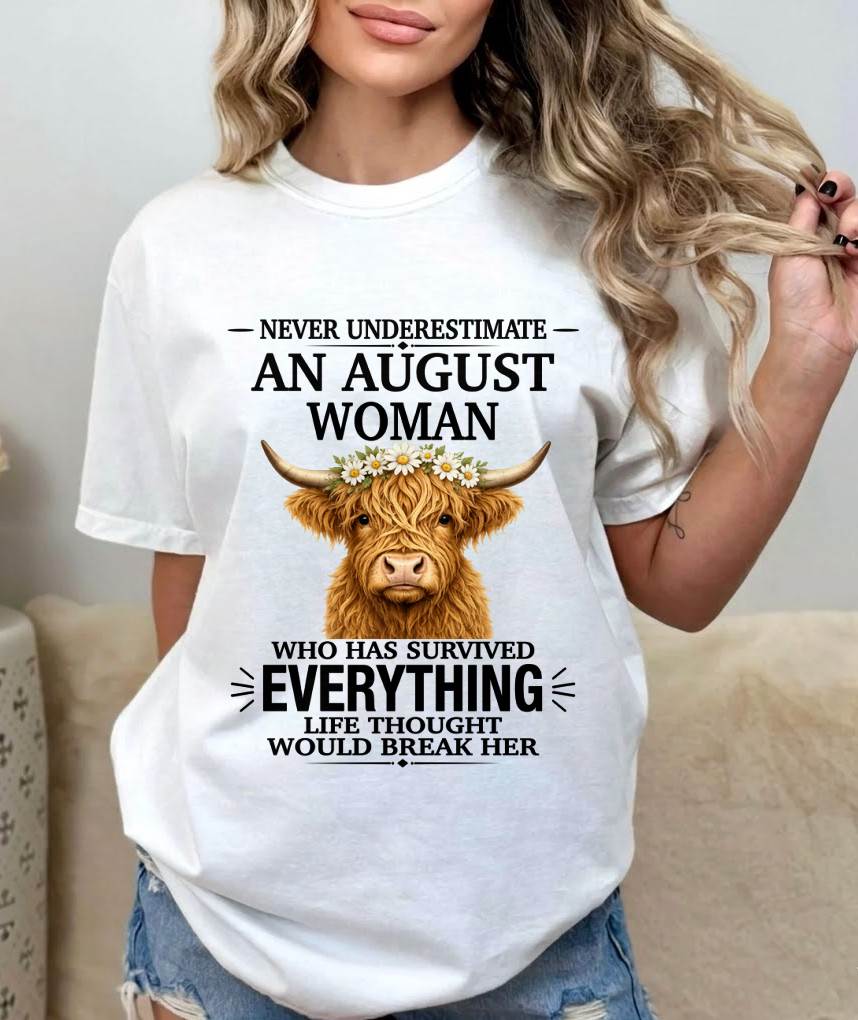 AUGUST WOMAN HIGHLAND COW SHIRT - FOR WOMEN - TLEE08 (SKU2606-158-08)