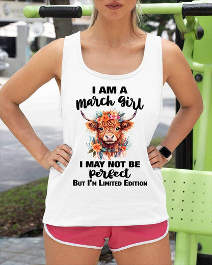 MARCH GIRL FLORAL HIGHLAND COW TEE - FOR WOMEN - TLEE03 (SKU2607-278-03)
