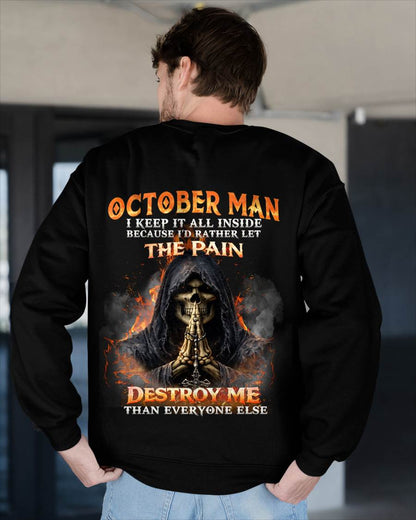 OCTOBER MAN SKULL SHIRT – I KEEP IT ALL INSIDE DARK GOTHIC T-SHIRT - FOR MAN - TLEE10 (SKU2604-136-10)
