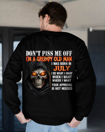 JULY BORN GRUMPY OLD MAN SKULL T-SHIRT – FUNNY ATTITUDE SHIRT - FOR MAN - TLEE07 (SKU2603-323-07)