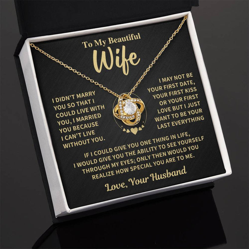 TO MY WIFE FROM HUSBAND NECKLACE - Premium Love Knot Necklace (SKUJ06-89)